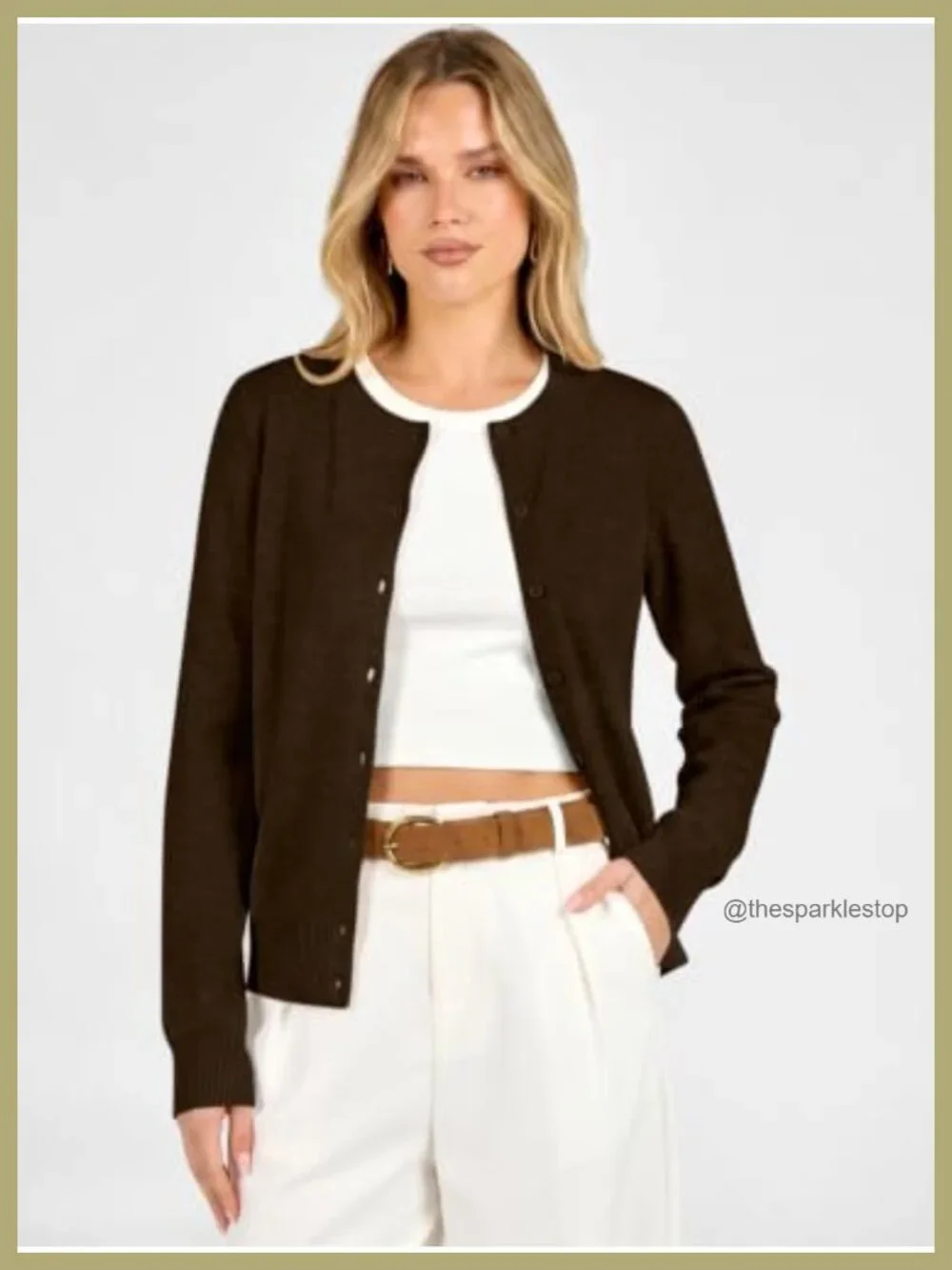 Women's Button Front Lightweight Cardigan | Long Sleeve Crew Neck Knit Sweater